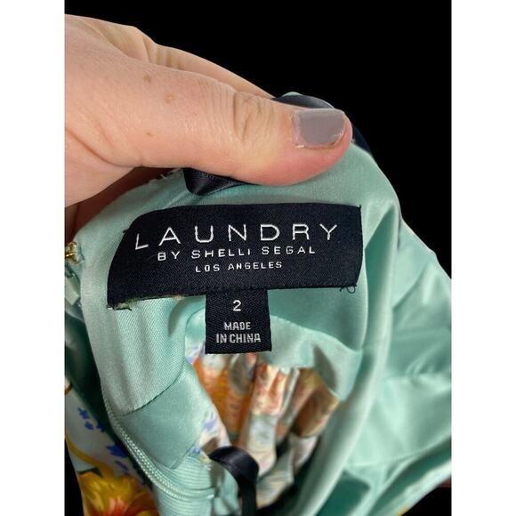 Shelli Segal Dress Gown Satiny Slip Paisley Slit Long Boho Forest Fairy Formal 2 - Picture 14 of 16